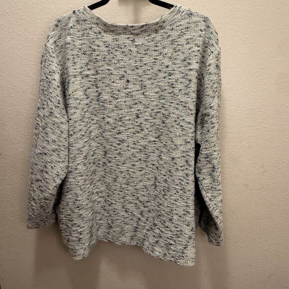 Loft women Boucle Mock Neck Shirt Blue plus size 24/26 knit abstract blue/gray - Picture 6 of 8